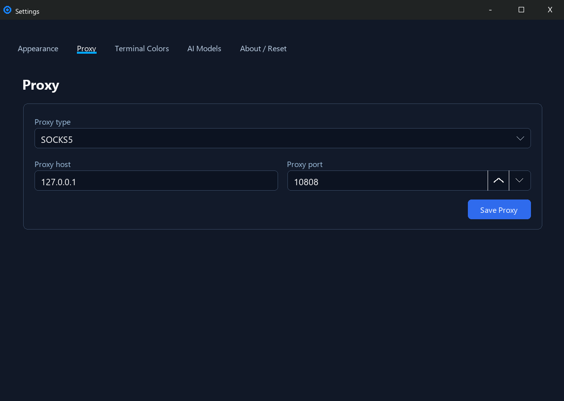 SmartTerminal SOCKS5 proxy configuration